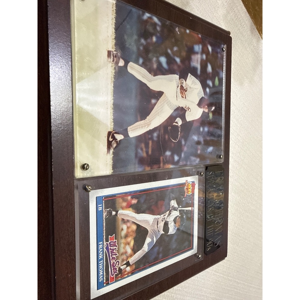 Frank Thomas Chicago White Sox 1991 Topps Card Action Photo Wood Plaque Vintage